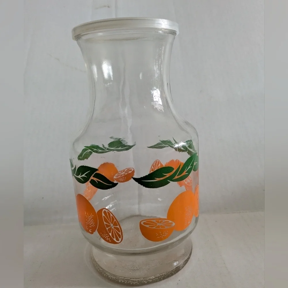 Vintage Anchor Hocking Orange Juice Carafe with Lid.